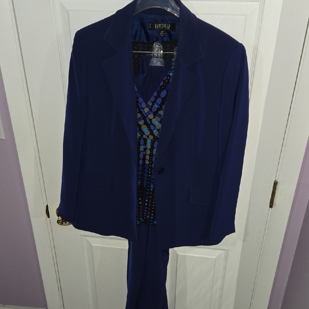 Kasper Deep Blue Blazer and Pants Set